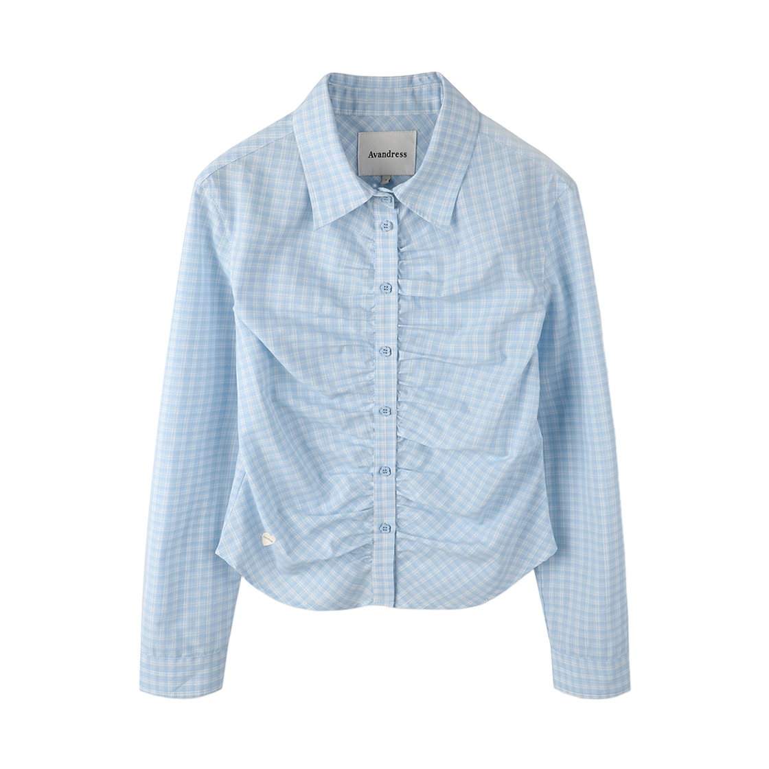 AD61SH05SB Avandress Alvin Check Shirring Shirt Sky Blue