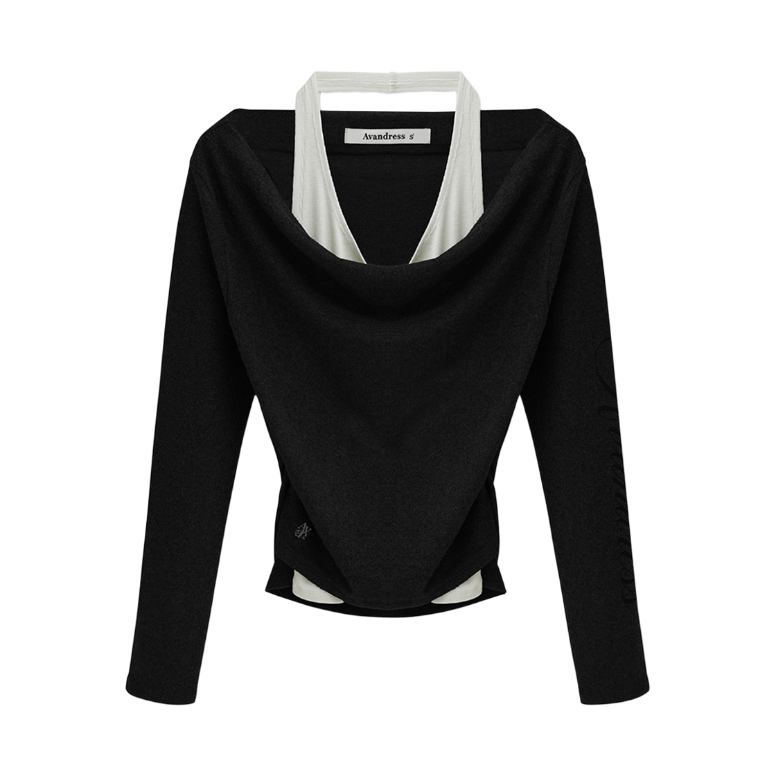 AD63TS04BK Avandress Rendi Halter Layered Drape Tee BLACK
