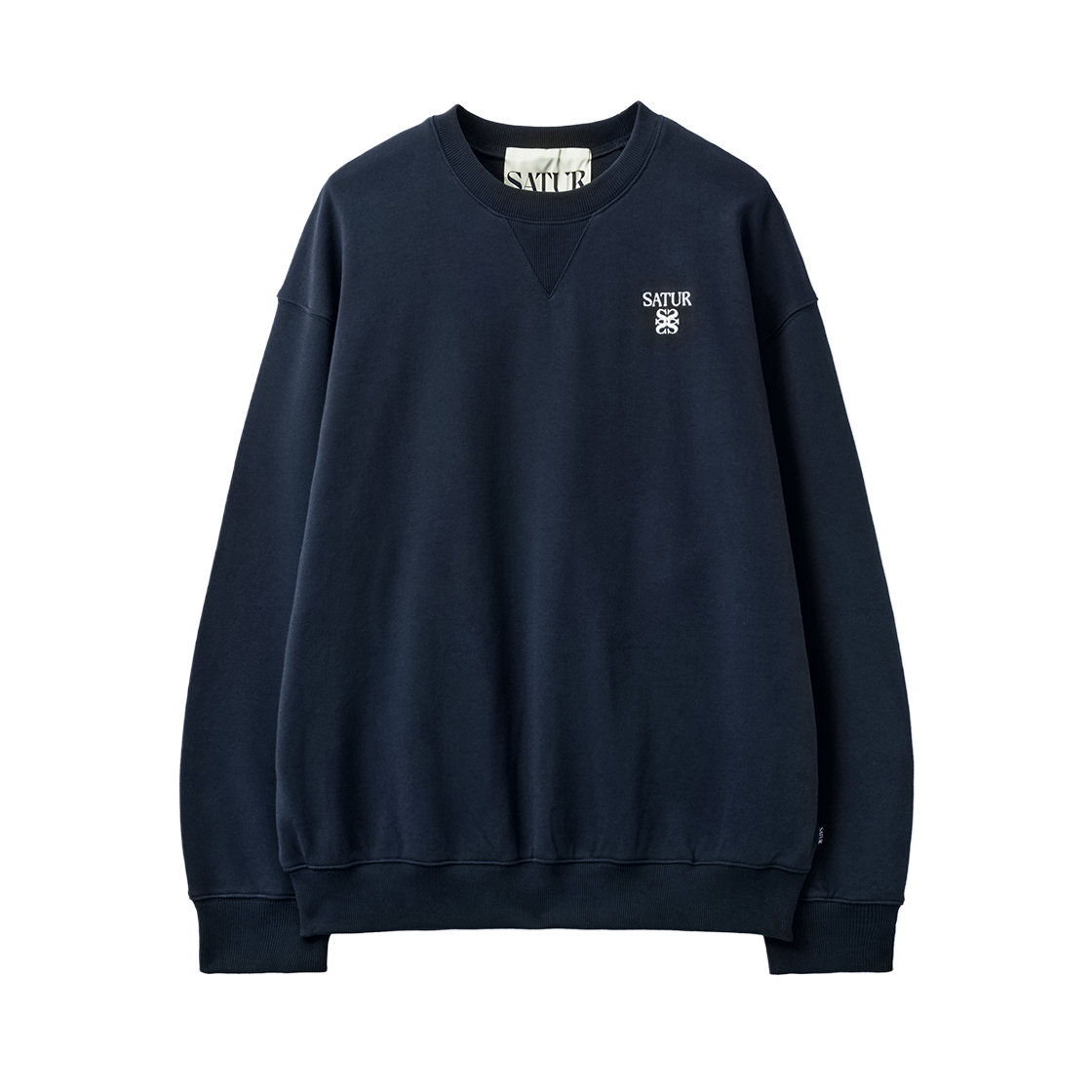 SA263UTM01NVY0 SATUR Loren Small Logo Basic Sweatshirt Navy