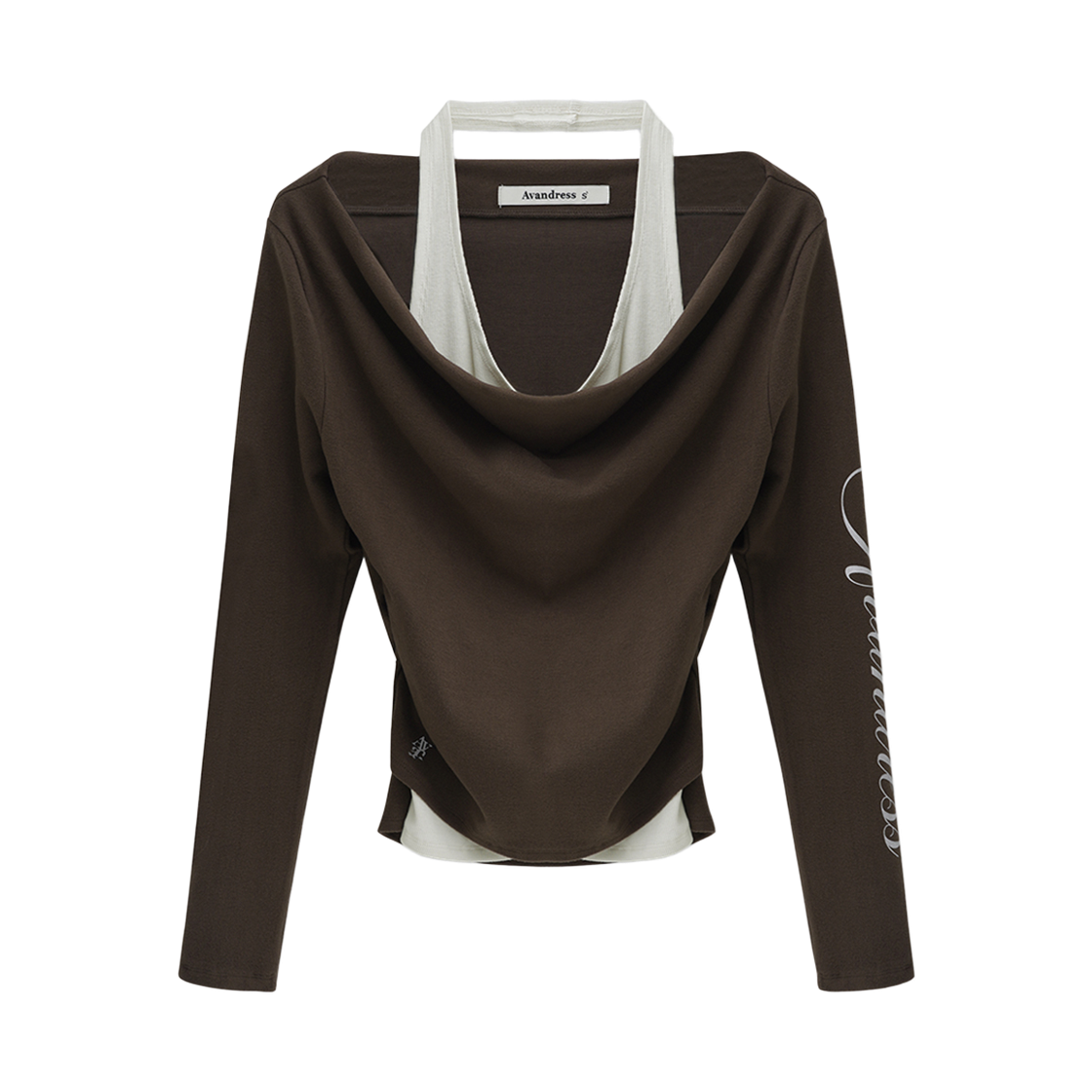 AD63TS04BR Avandress Rendi Halter Layered Drape Tee BROWN