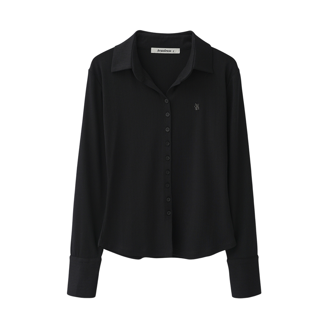 AD63TS02SBK Avandress Rohe Fog Collar Long Sleeve SOLID BLACK