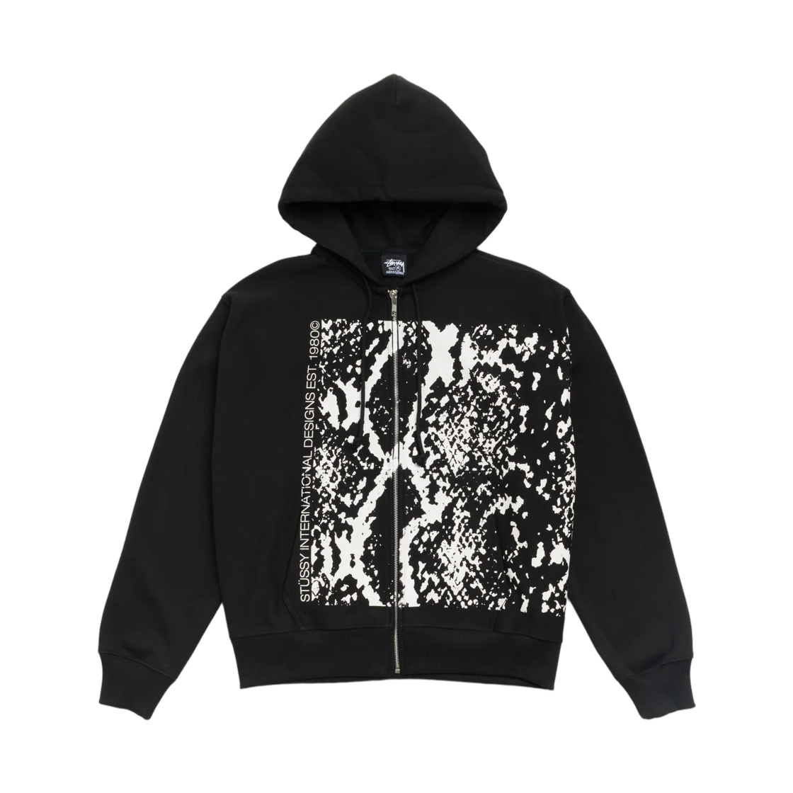 1975199 Stussy Snakeskin Zip Hoodie Black