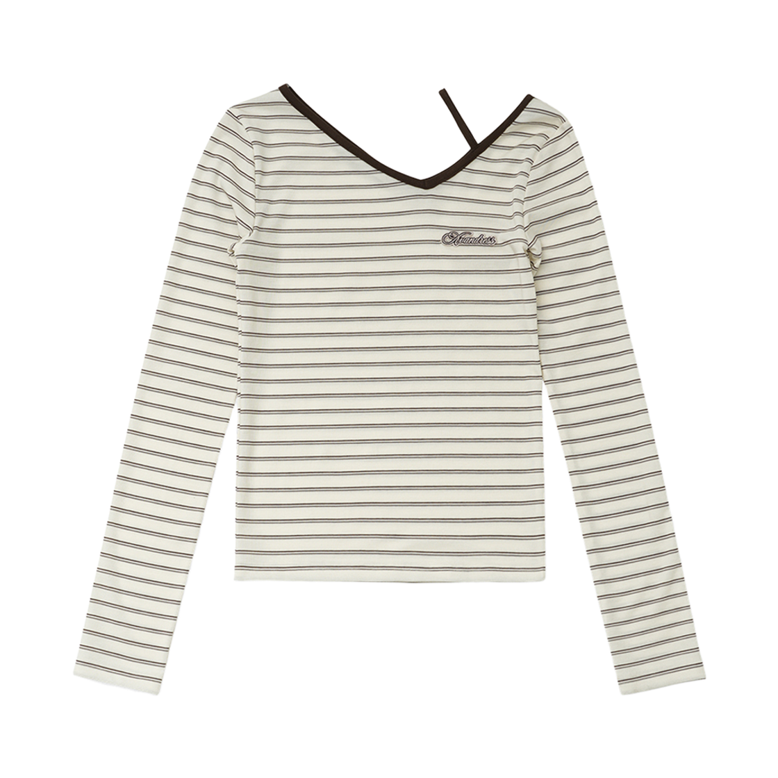 AD61TS15IV Avandress Retty Unbalance Stripe Tee Ivory