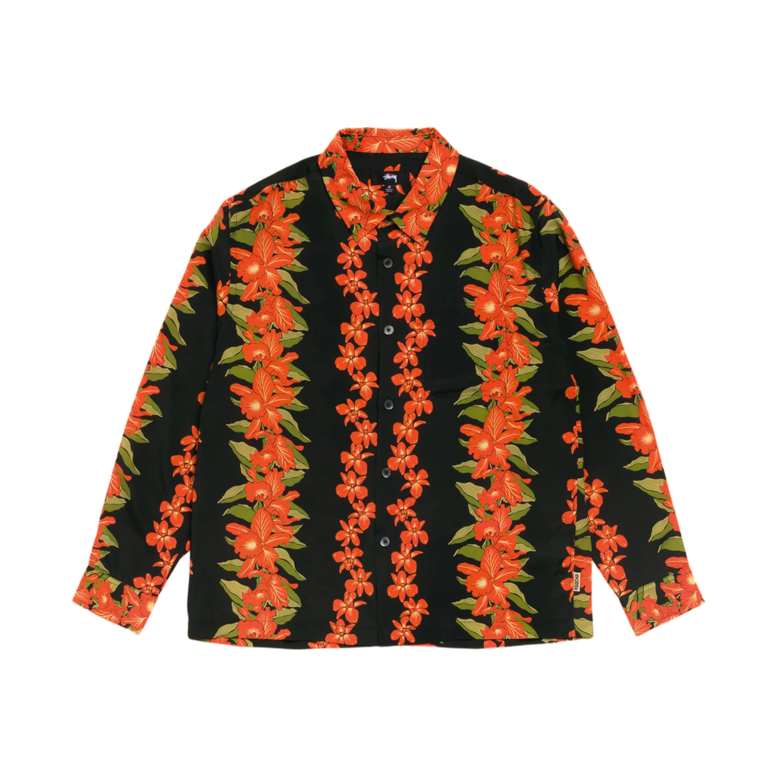 1110419 Stussy Hawaiian Floral Shirt Black