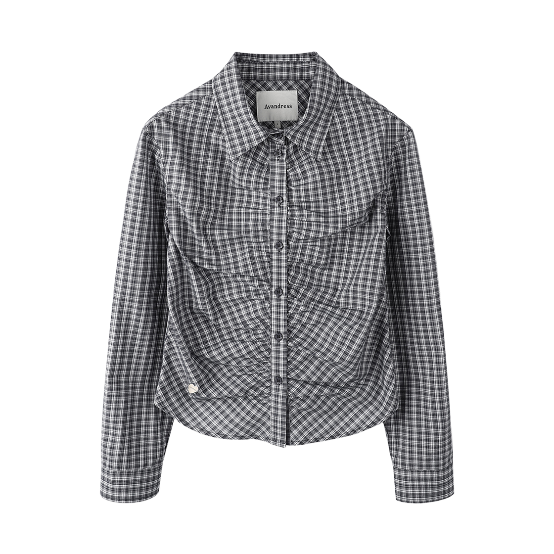 AD61SH05BK Avandress Alvin Check Shirring Shirt Black