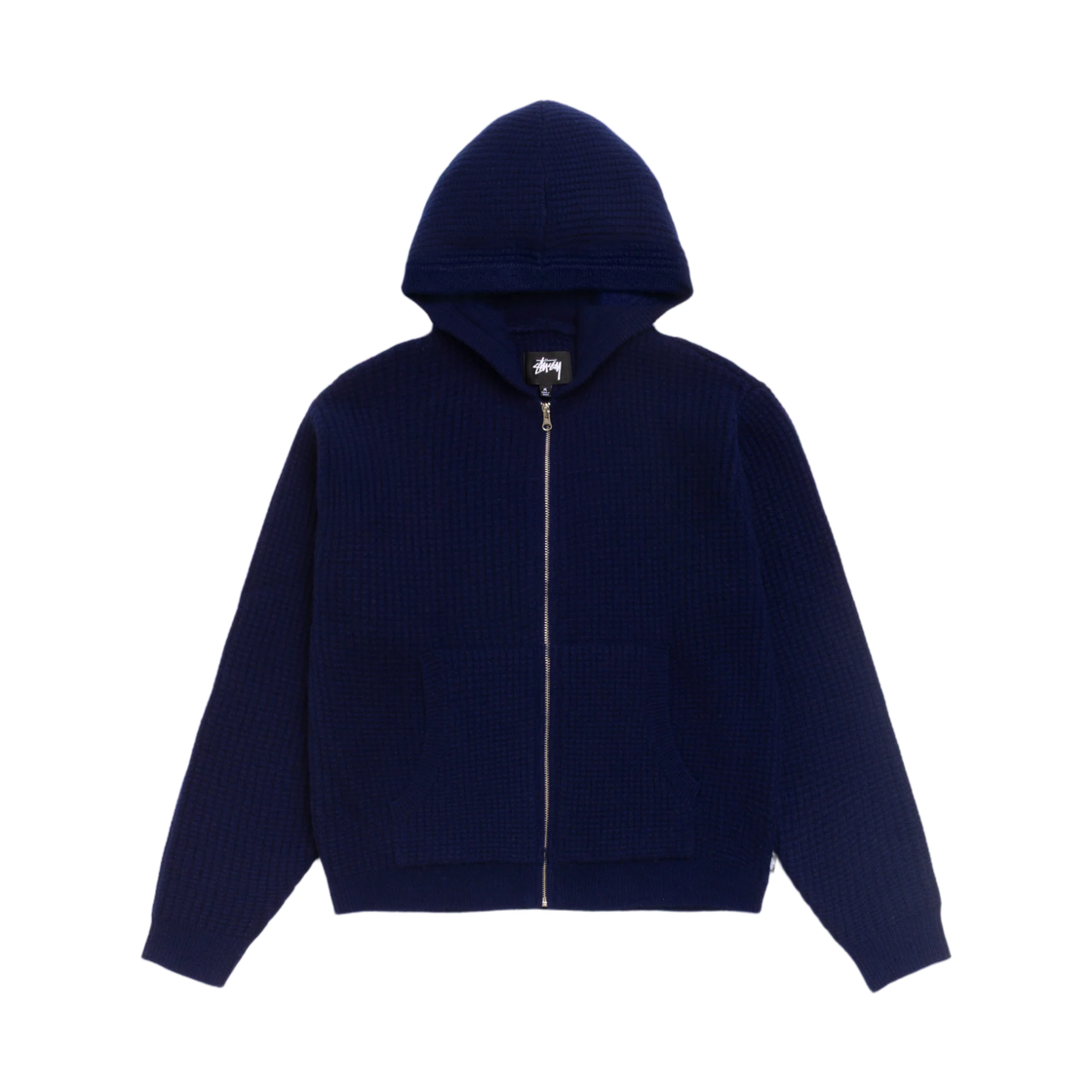 117274 Stussy Waffle Cashmere Zip Hood Sweater Deep Navy