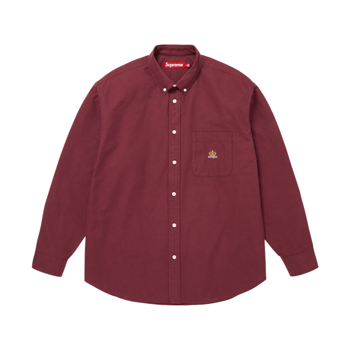 - Supreme Loose Fit Oxford Shirt Burgundy - 26FW