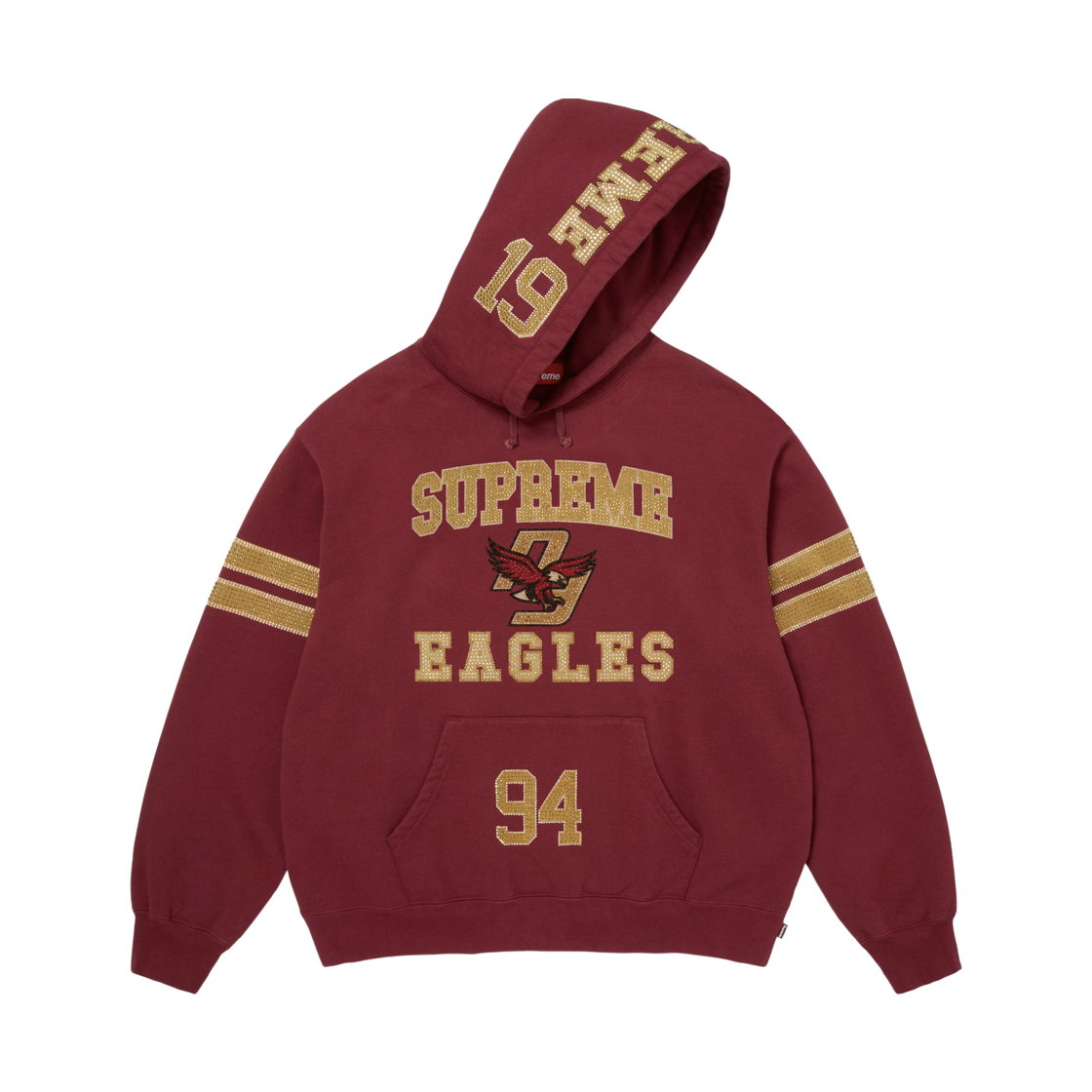 슈프림 라인스톤 이글 후드 스웨트셔츠 카디널 - 26FW(Supreme Rhinestone Eagle Hooded Sweatshirt Cardinal - 26FW) - 2