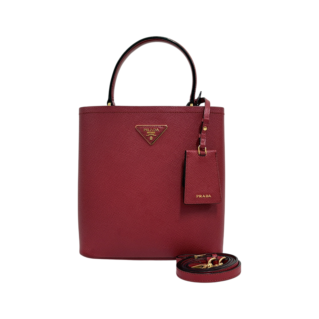ITEO82KE2SO7 Prada Saffiano Medium Panier Tote Bag Red