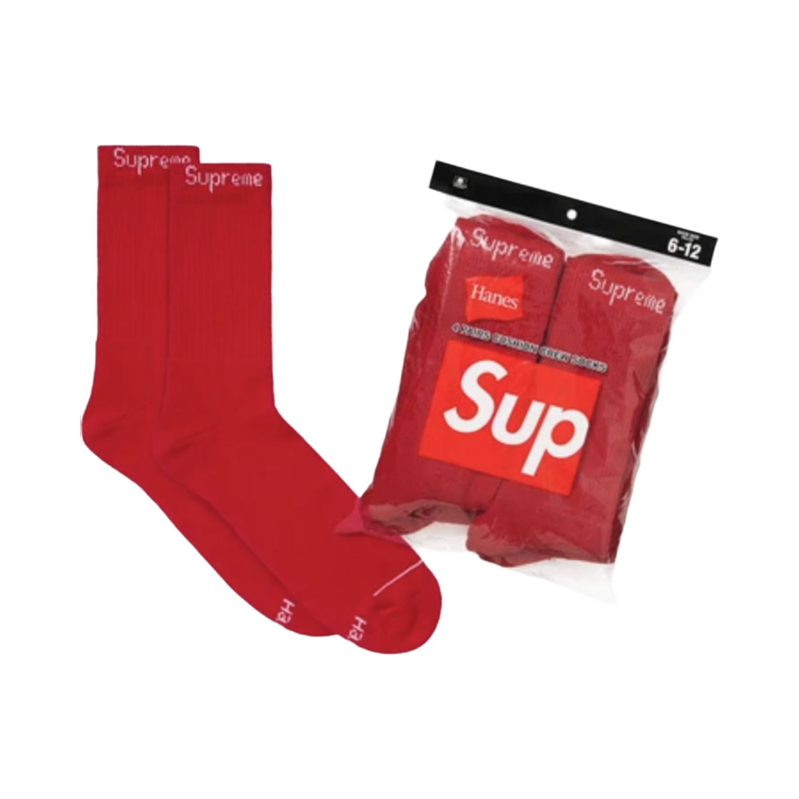 - Supreme Hanes Crew Socks Red (4 Pack) - 26FW