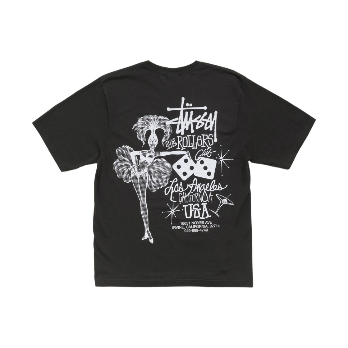 1905200 Stussy High Rollers T-Shirt Faded Black