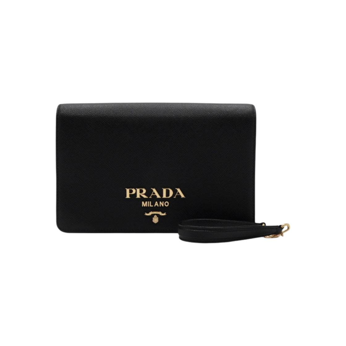 ITL538WSVC6O Prada Black Saffiano Leather Flap Chain Shoulder Bag