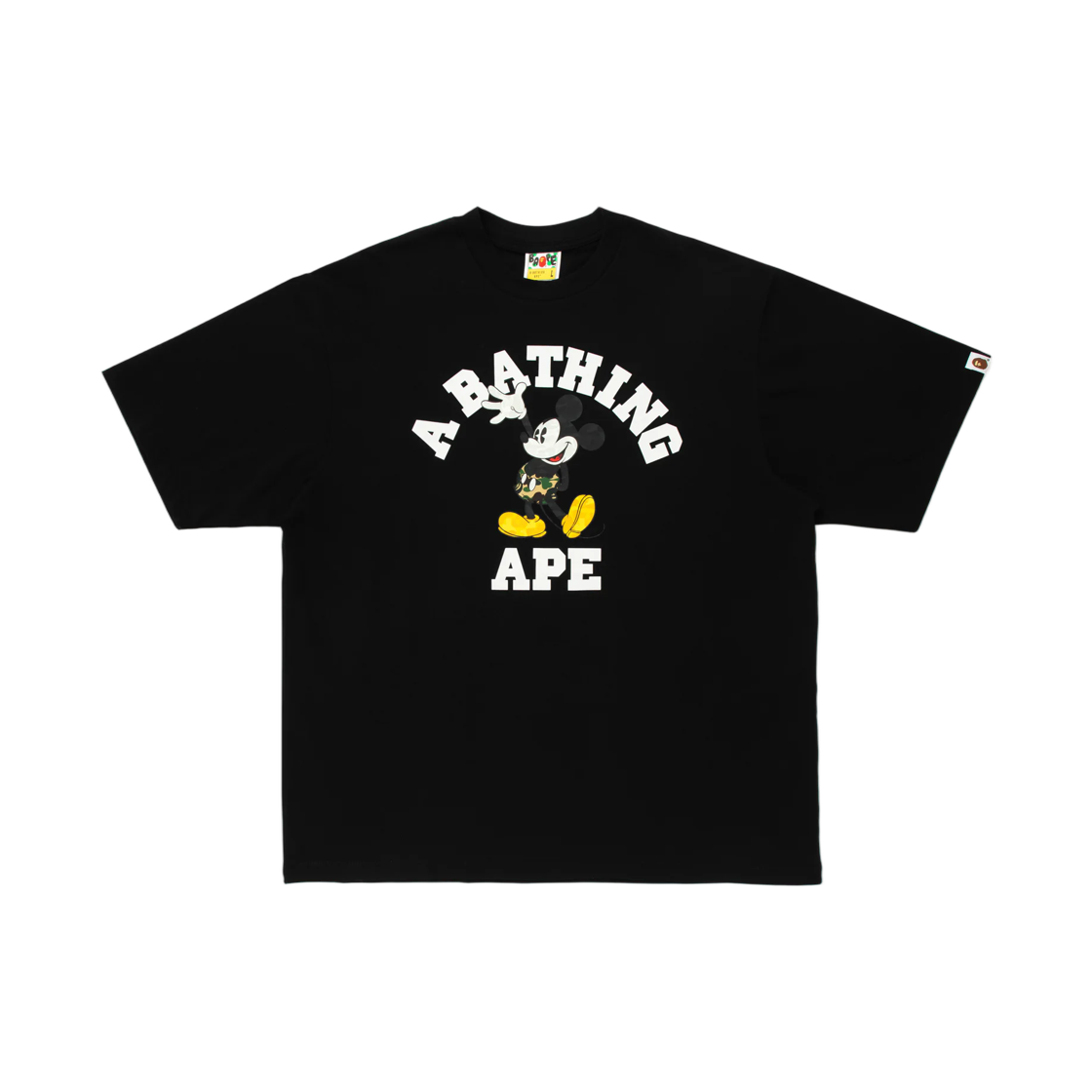 - BAPE x Disney Mickey Mouse College Relaxed Fit T-Shirt Black