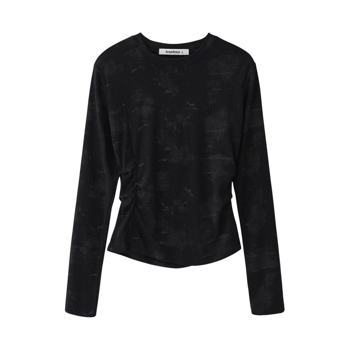 AD63TS11BK Avandress Zinna Fog Shirring Jacquard Long Sleeve BLACK