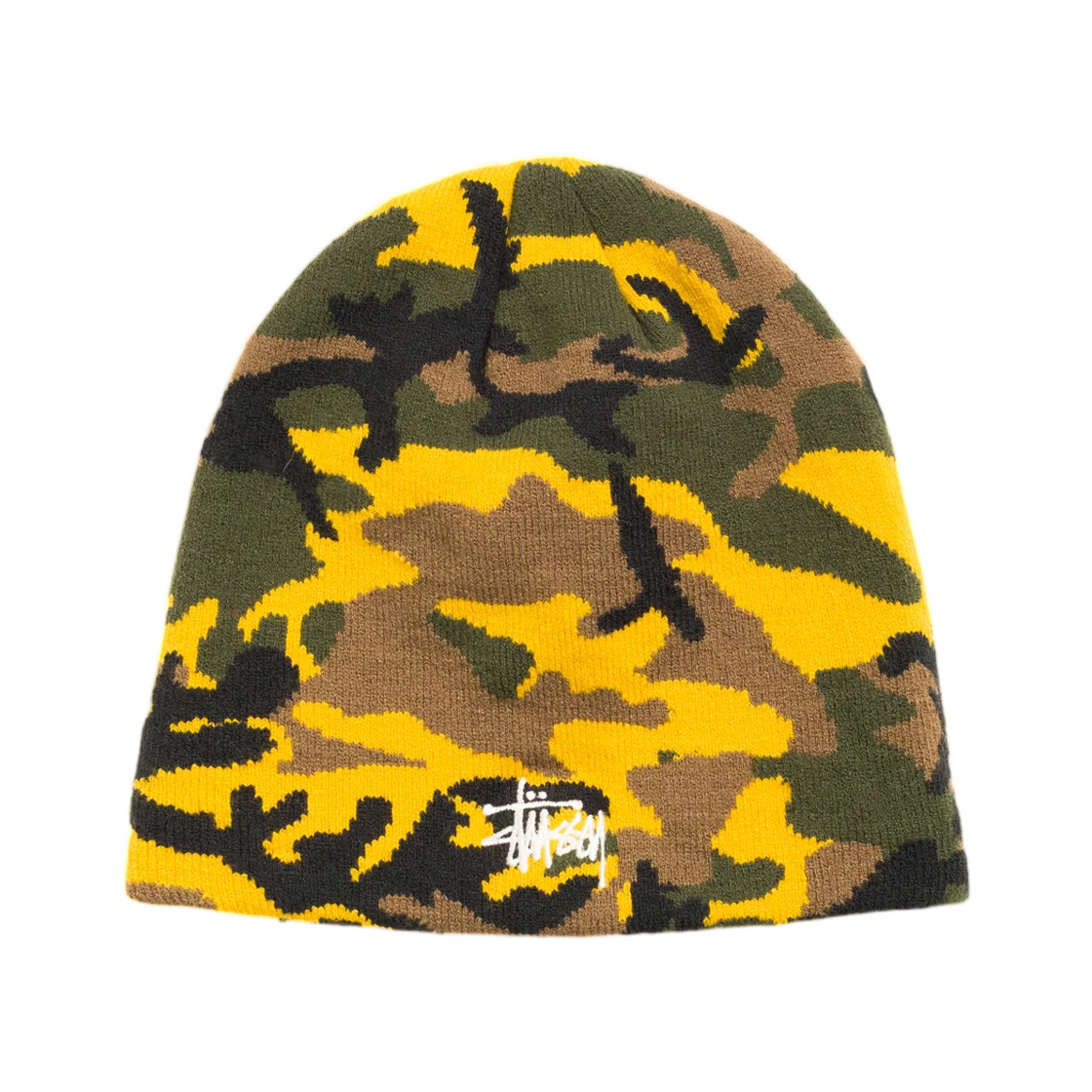 1321278 Stussy Basic Camo Knit Skullcap Yellow Camo