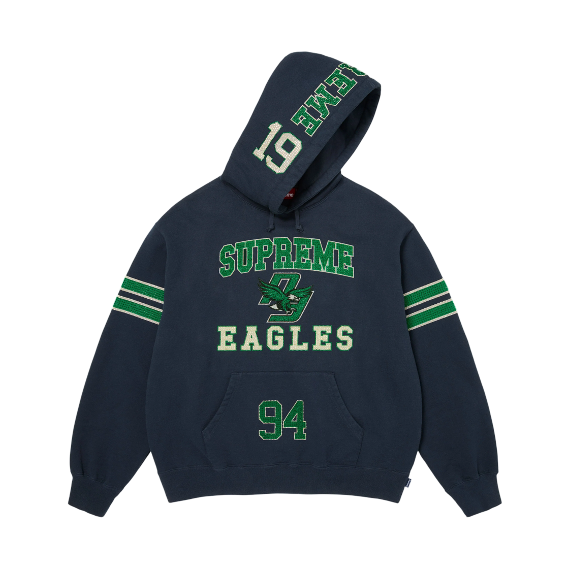 슈프림 라인스톤 이글 후드 스웨트셔츠 네이비 - 26FW(Supreme Rhinestone Eagle Hooded Sweatshirt Navy - 26FW) - 2