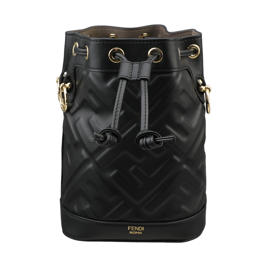 8BS093 ANWT F0KUR [25% 쿠폰] Fendi Mon Tresor FF Leather Mini Bag Black