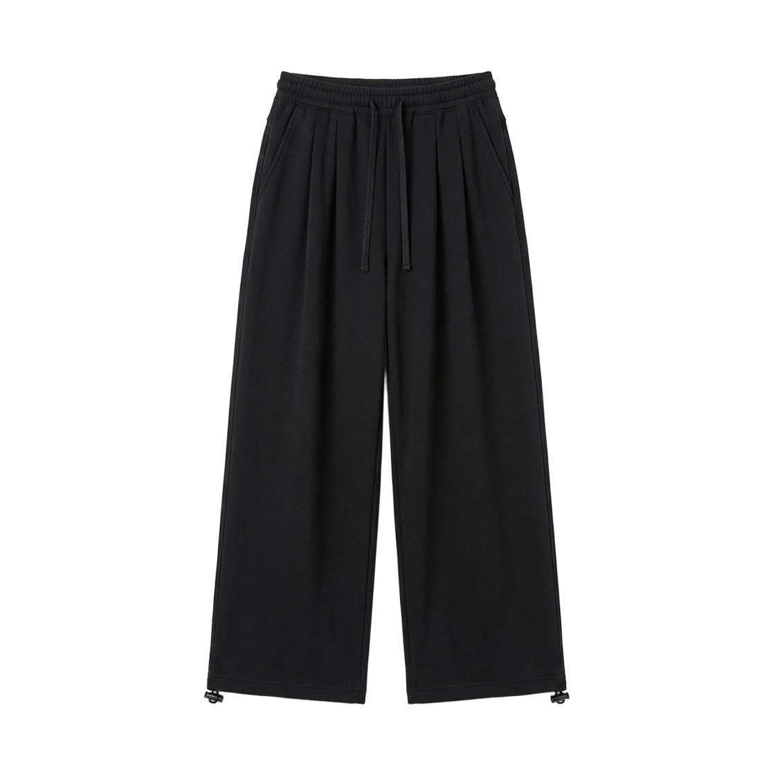 YT1004-롱-블랙 GCLIP Two-Way Two-Pintuck Stopper String Elastic Wide Training Pants Black