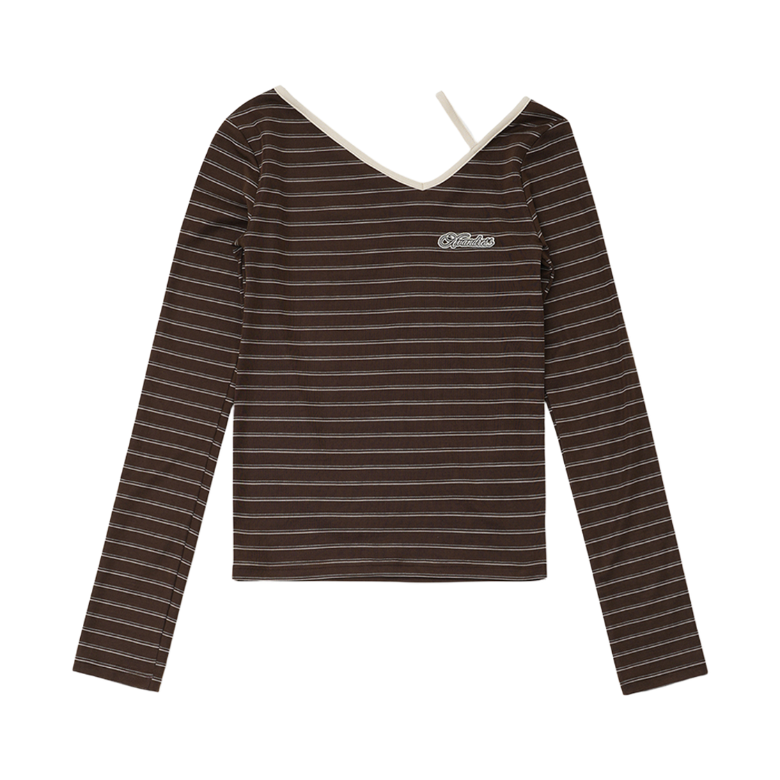 AD61TS15BR Avandress Retty Unbalance Stripe Tee Brown