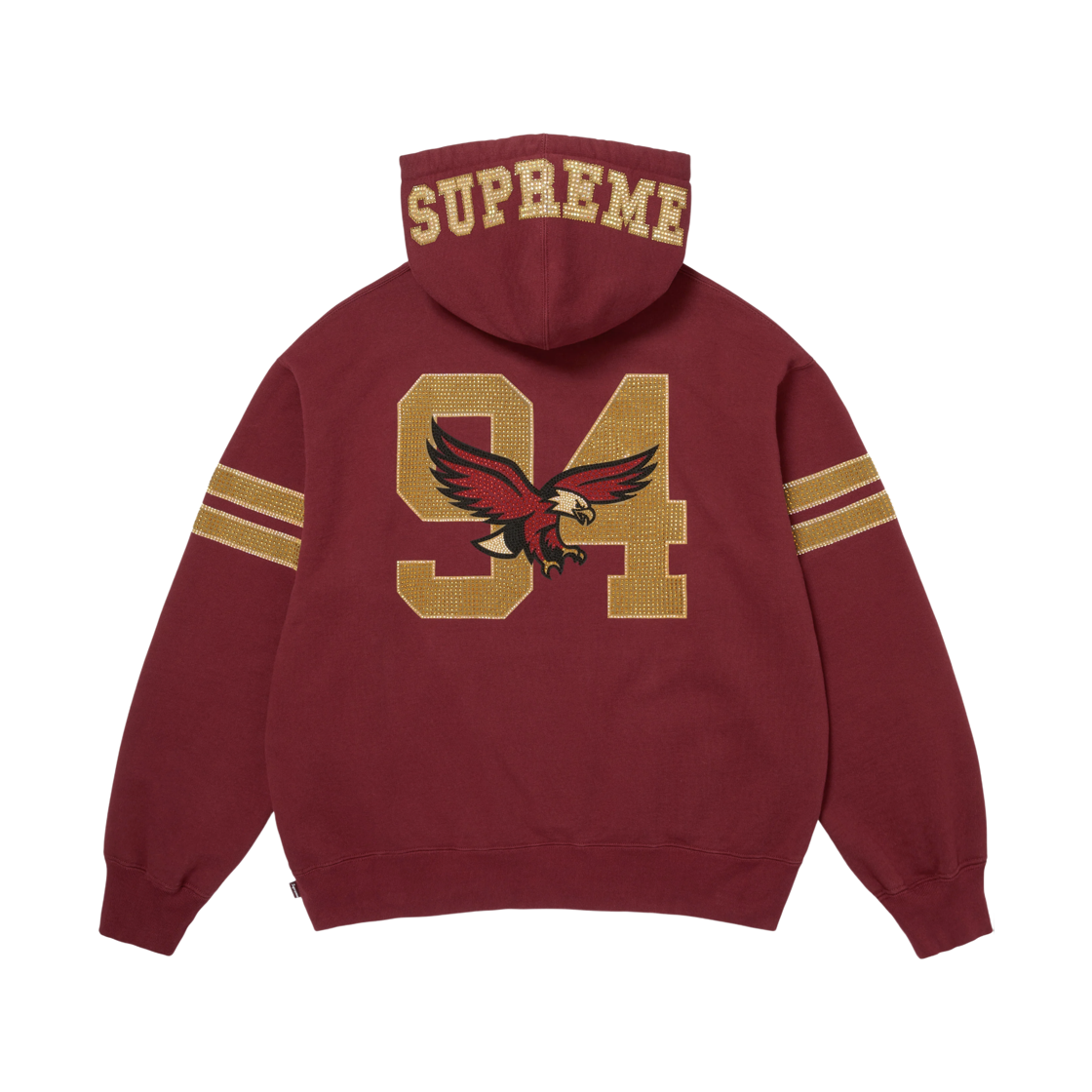 슈프림 라인스톤 이글 후드 스웨트셔츠 카디널 - 26FW(Supreme Rhinestone Eagle Hooded Sweatshirt Cardinal - 26FW) - 3