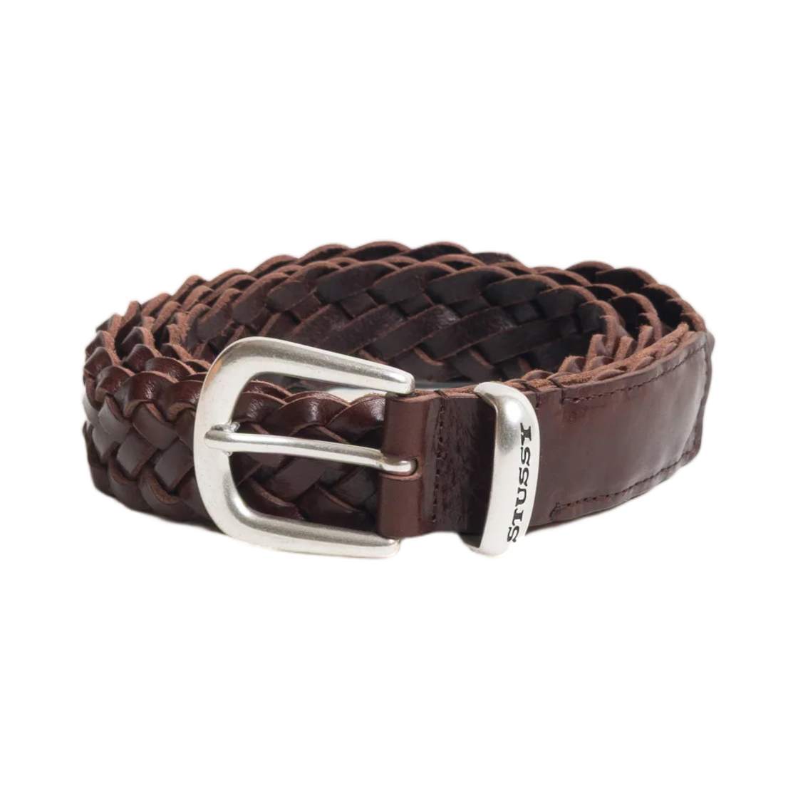 135207 Stussy Braided Leather Belt Brown