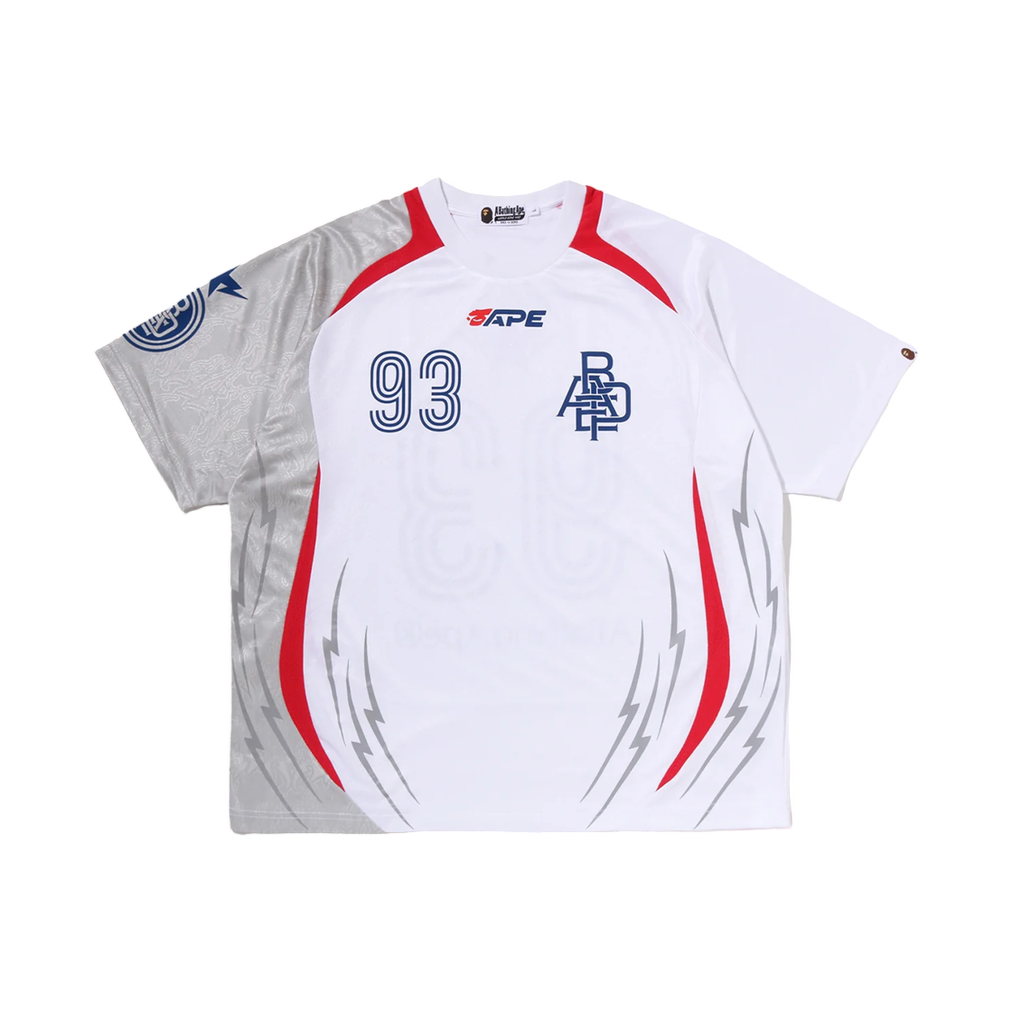 - BAPE APA Frame Pattern Multi Logo Relaxed Fit Football Jersey White