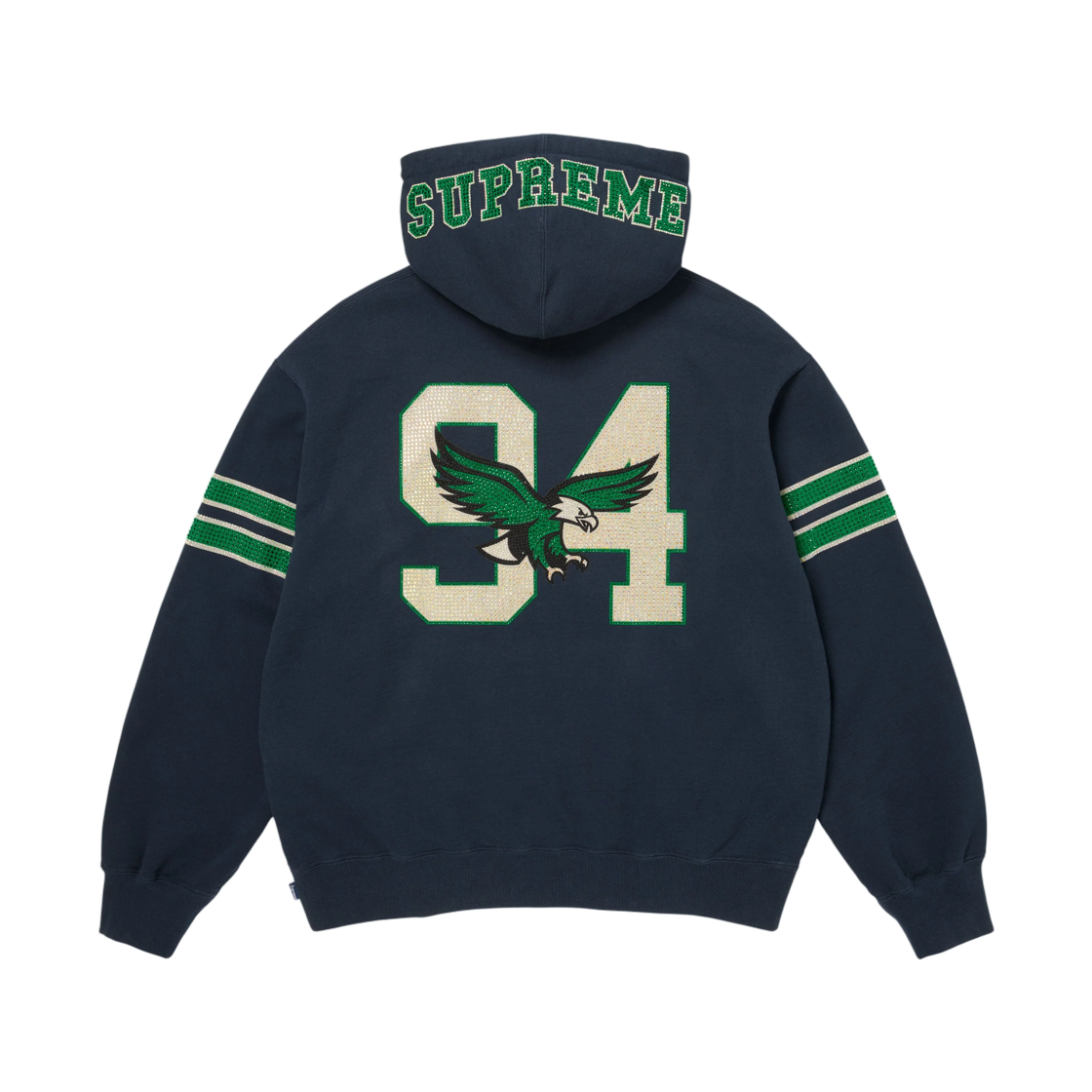 슈프림 라인스톤 이글 후드 스웨트셔츠 네이비 - 26FW(Supreme Rhinestone Eagle Hooded Sweatshirt Navy - 26FW) - 3