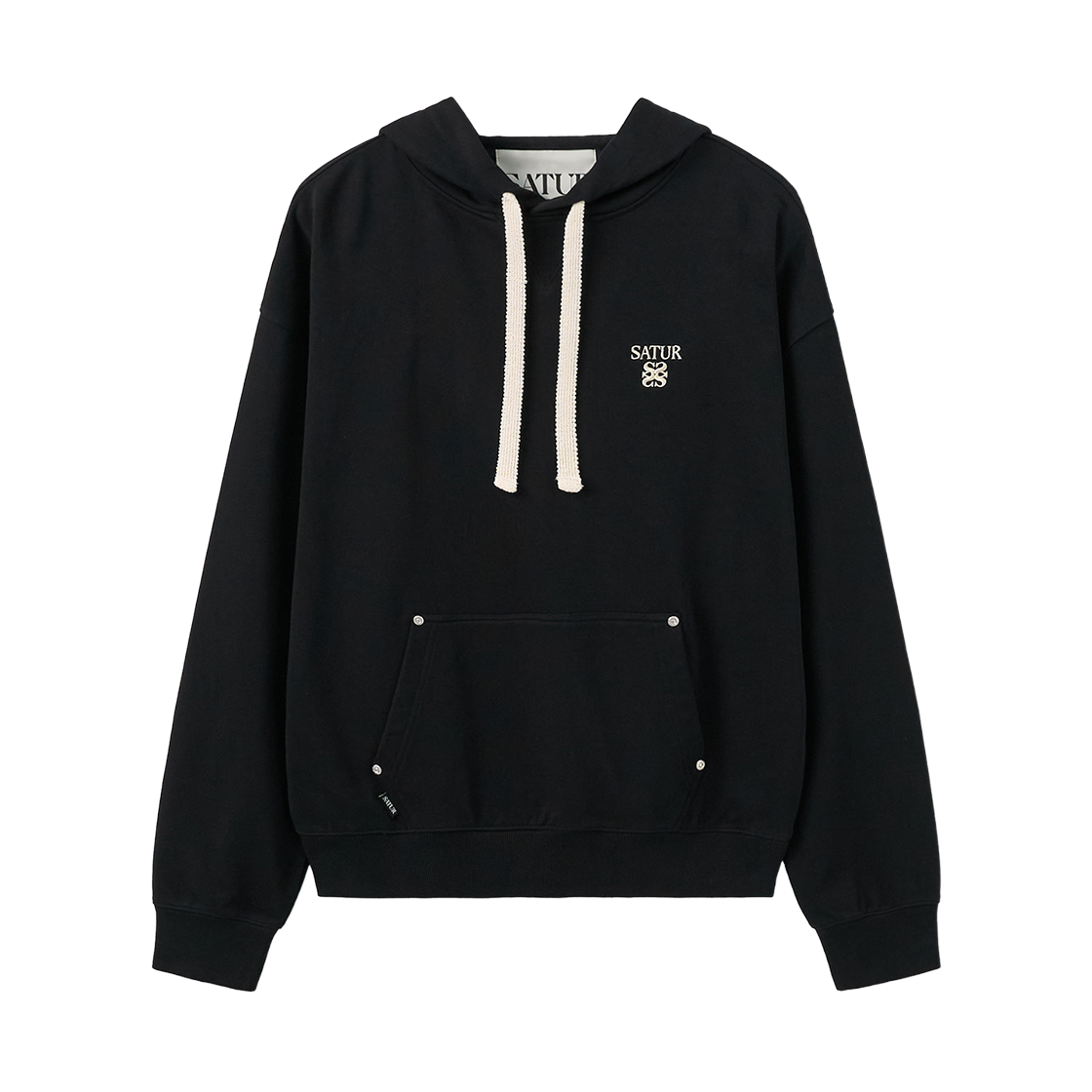 SA263UTH01BLK0 SATUR Loren Small Logo Rivet Hoodie Black