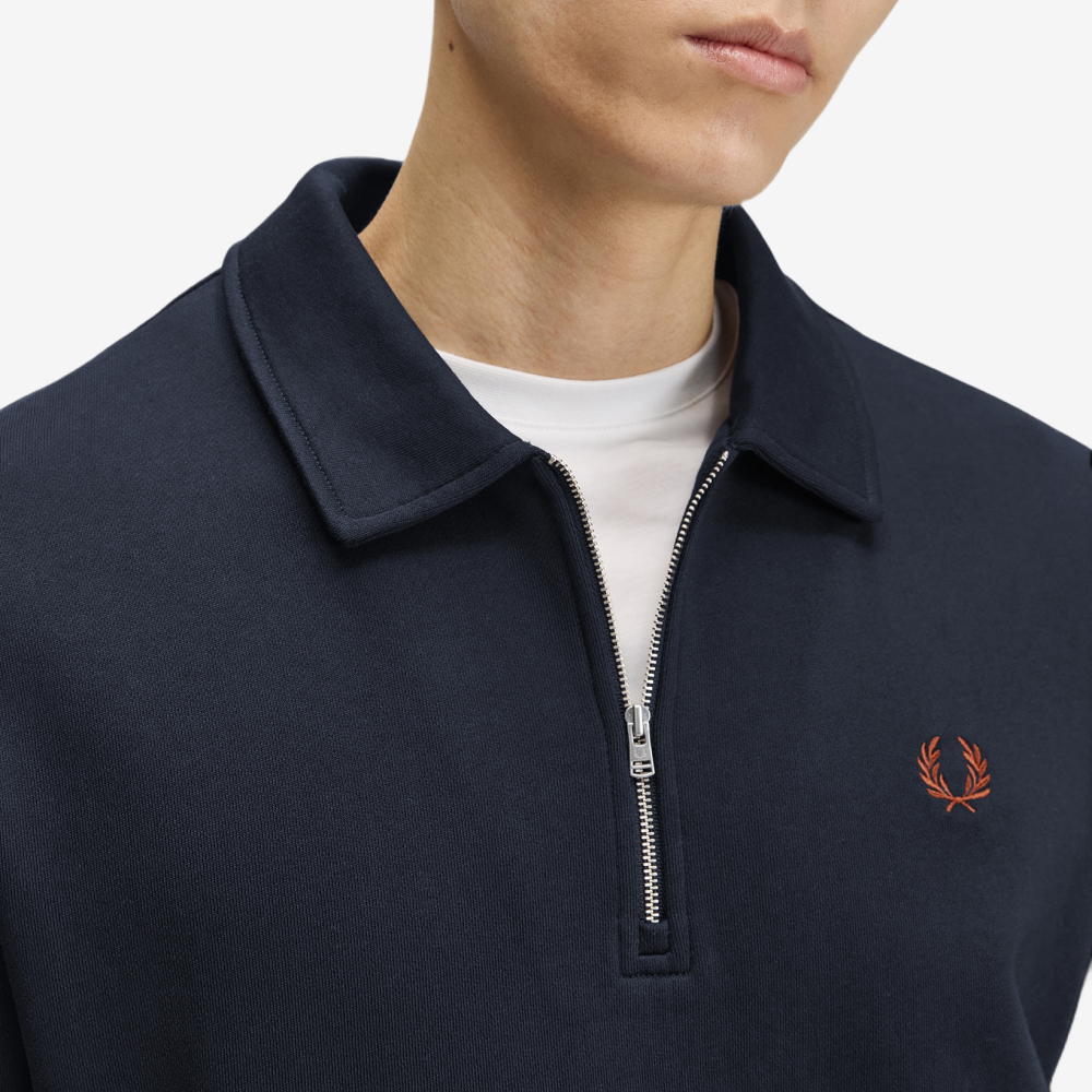 [KREAM 단독] 프레드페리 릴렉스드 하프 집 칼라 스웻셔츠 네이비 화이트([KREAM 단독] Fred Perry Relaxed Half Zip Collared Sweatshirt Navy White) - 5
