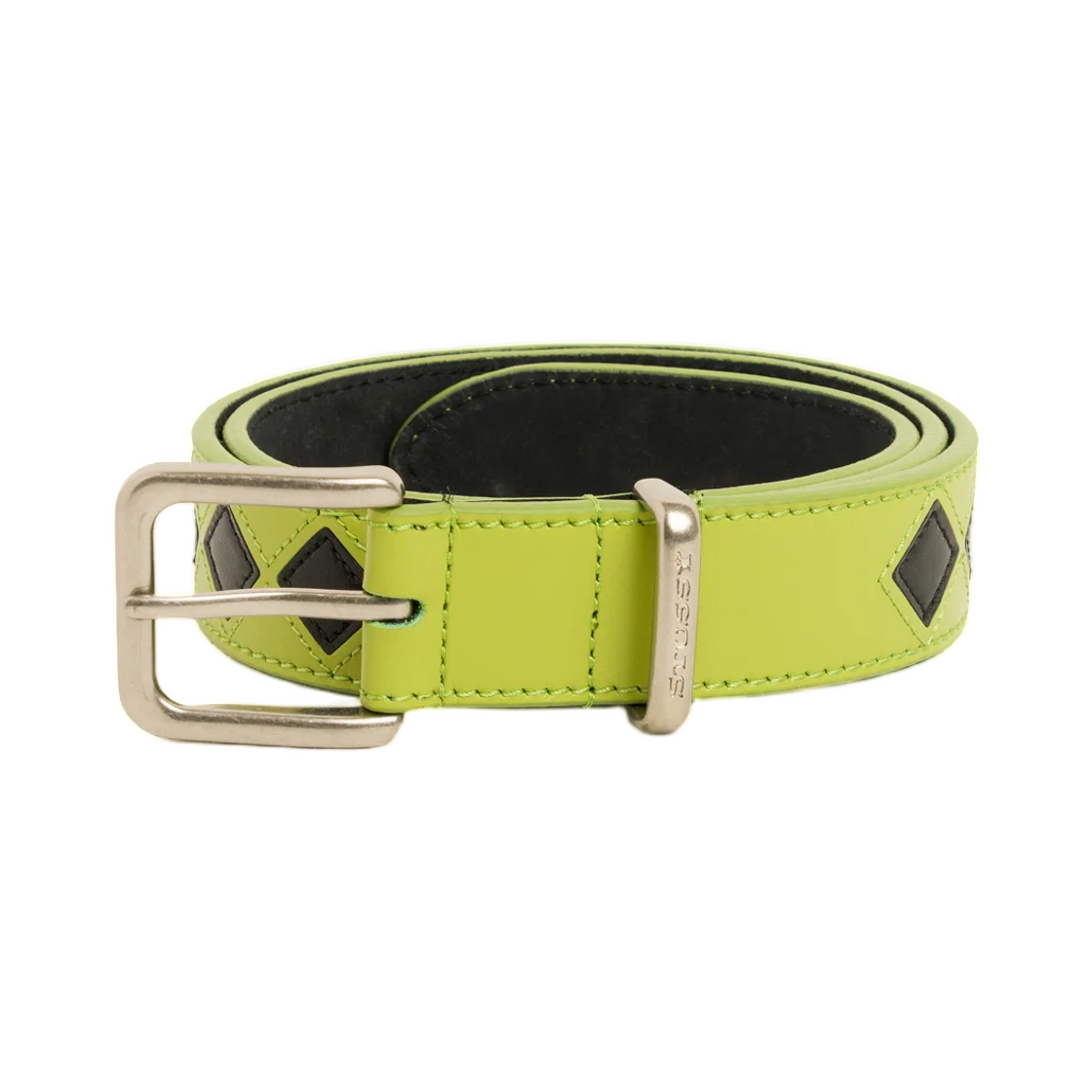 135215 Stussy Argyle Leather Belt Lime