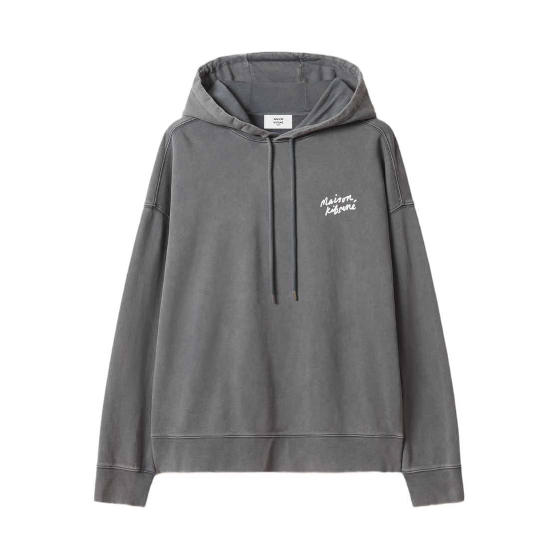 MRMJH05KMBIT5-0612 Maison Kitsune Handwriting Faded Oversize Hoodie Turbulence Faded