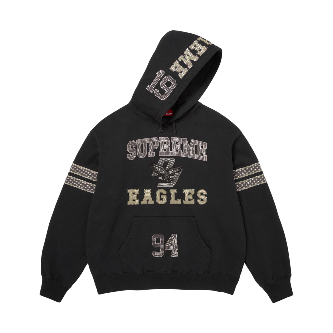 슈프림 라인스톤 이글 후드 스웨트셔츠 블랙 - 26FW(Supreme Rhinestone Eagle Hooded Sweatshirt Black - 26FW) - 2
