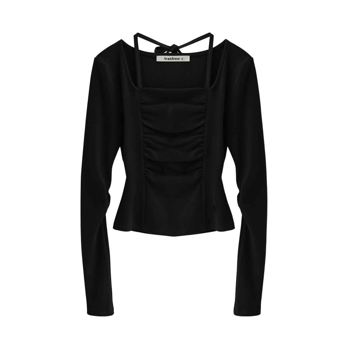 AD63TS08BK Avandress Wes Shirring Halter Tee BLACK