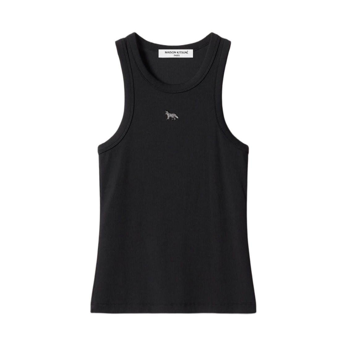 OW00604KA0034-P199 (W) Maison Kitsune Baby Fox Ribbed Tank Top Black