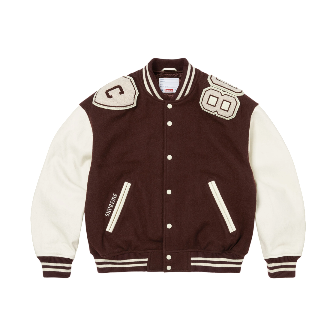 - Supreme Captains Varsity Jacket Brown - 26FW