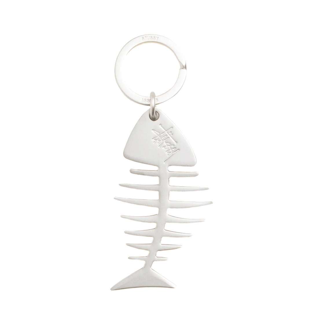 139032 Stussy Fishbone Keychain Silver