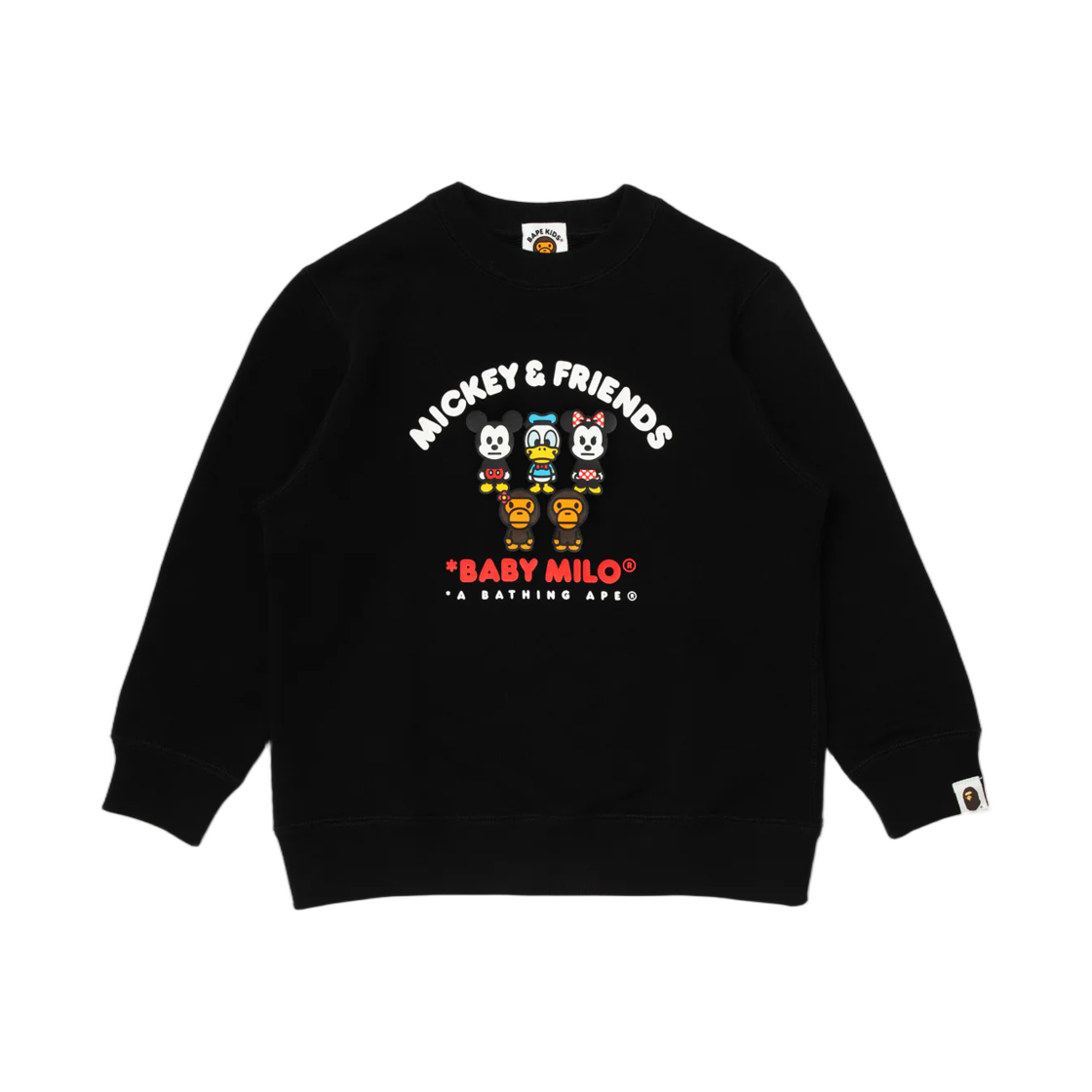 - (Kids) BAPE x Disney Mickey & Friends Baby Milo Crewneck Sweatshirt Black