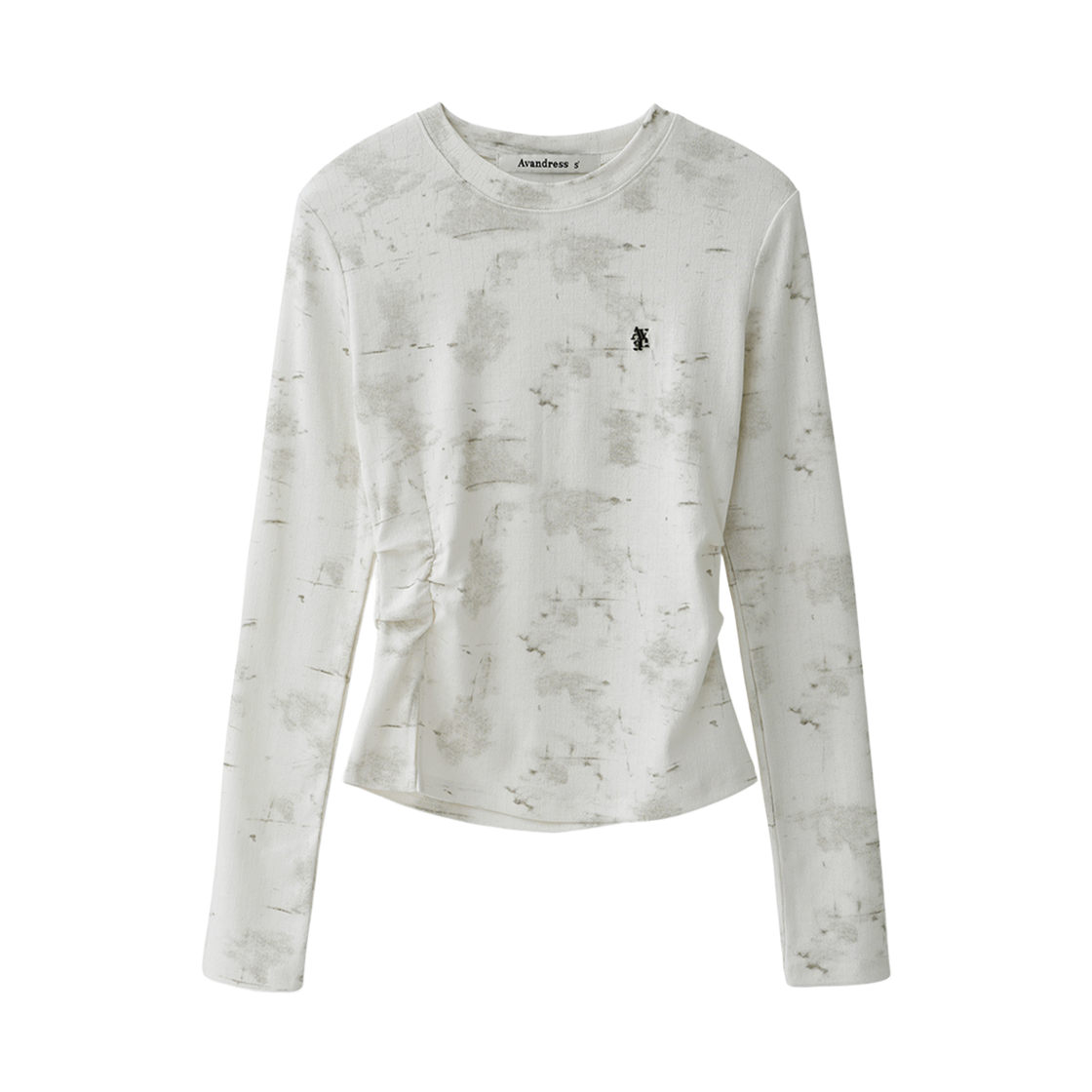 AD63TS11WH Avandress Zinna Fog Shirring Jacquard Long Sleeve WHITE