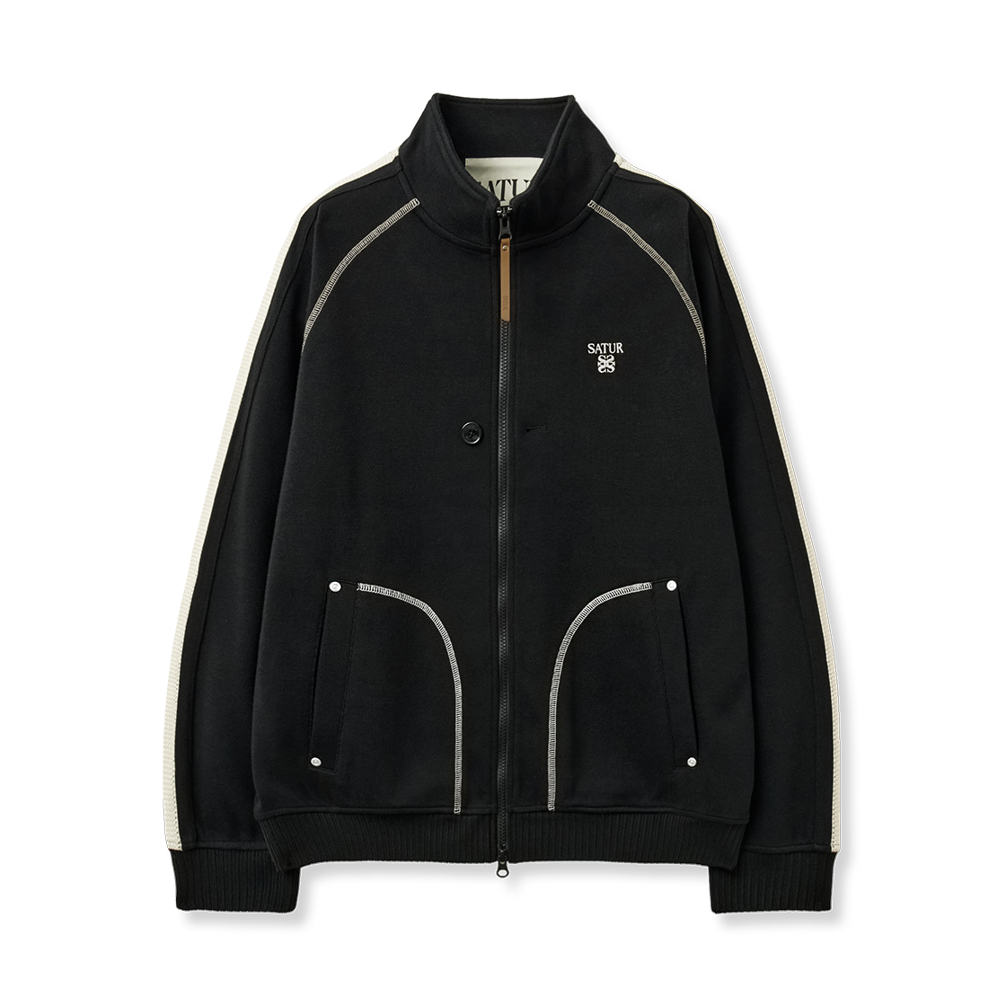 SA263UTJ09BLK0 SATUR Lawton Stitch Track Zip-up Jacket Black