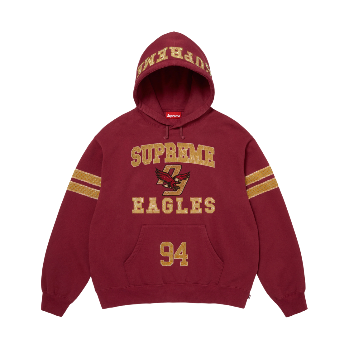 - Supreme Rhinestone Eagle Hooded Sweatshirt Cardinal - 26FW