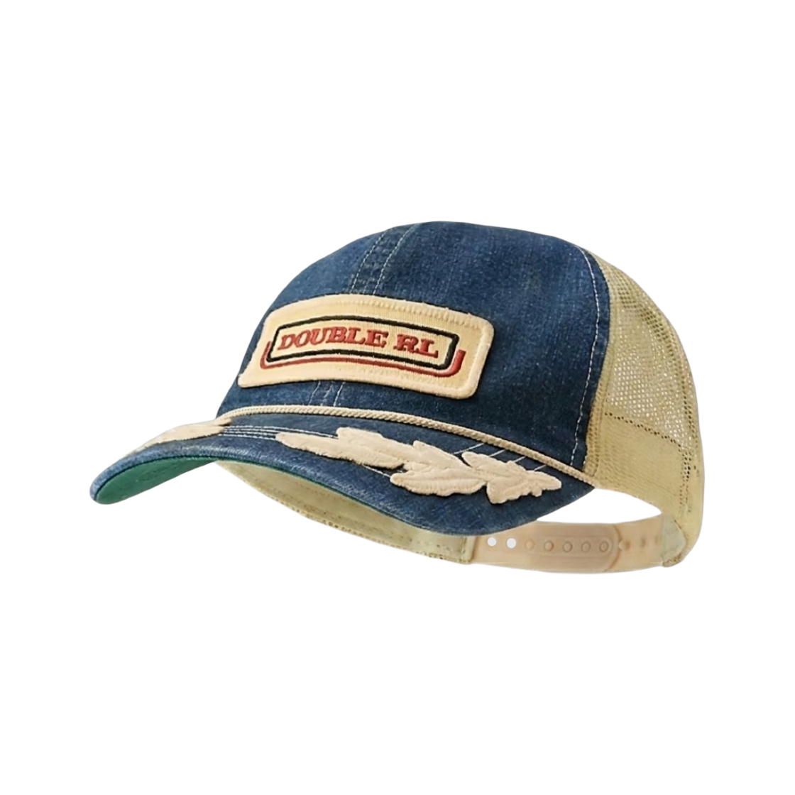 100090601/MARRHGS0J420250400 Double RL Logo Patch Denim Trucker Cap Springvale Wash