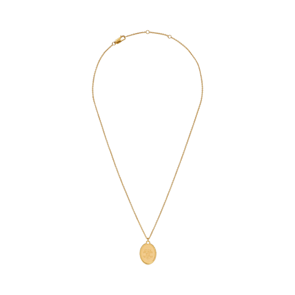 B10EK4V15-35OR (W) Celine Triomphe Medal Necklace in Brass with Gold Finish Gold