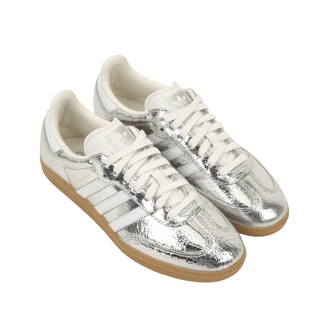 (W) 아디다스 오리지널스 삼바 OG 실버 메탈릭 클라우드 화이트((W) Adidas Originals Samba OG Silver Metallic Cloud White) - 4