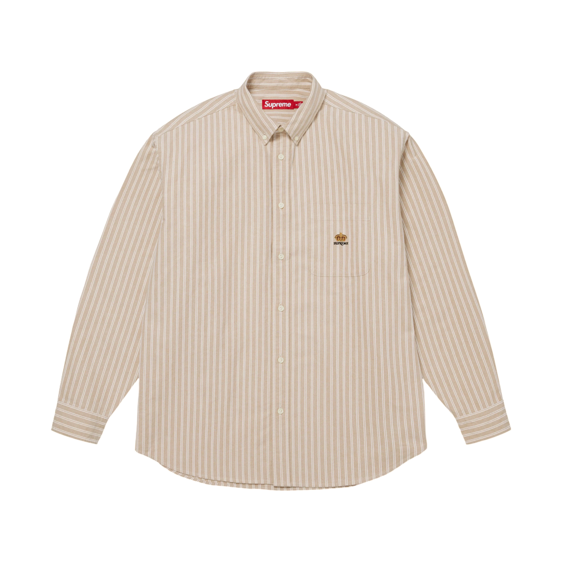 - Supreme Loose Fit Oxford Shirt Tan Stripe - 26FW