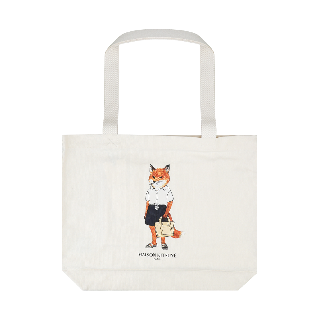 QU05108WW9042 P700 [25% 쿠폰] Maison Kitsune Dressed Fox Tote Bag Ecru