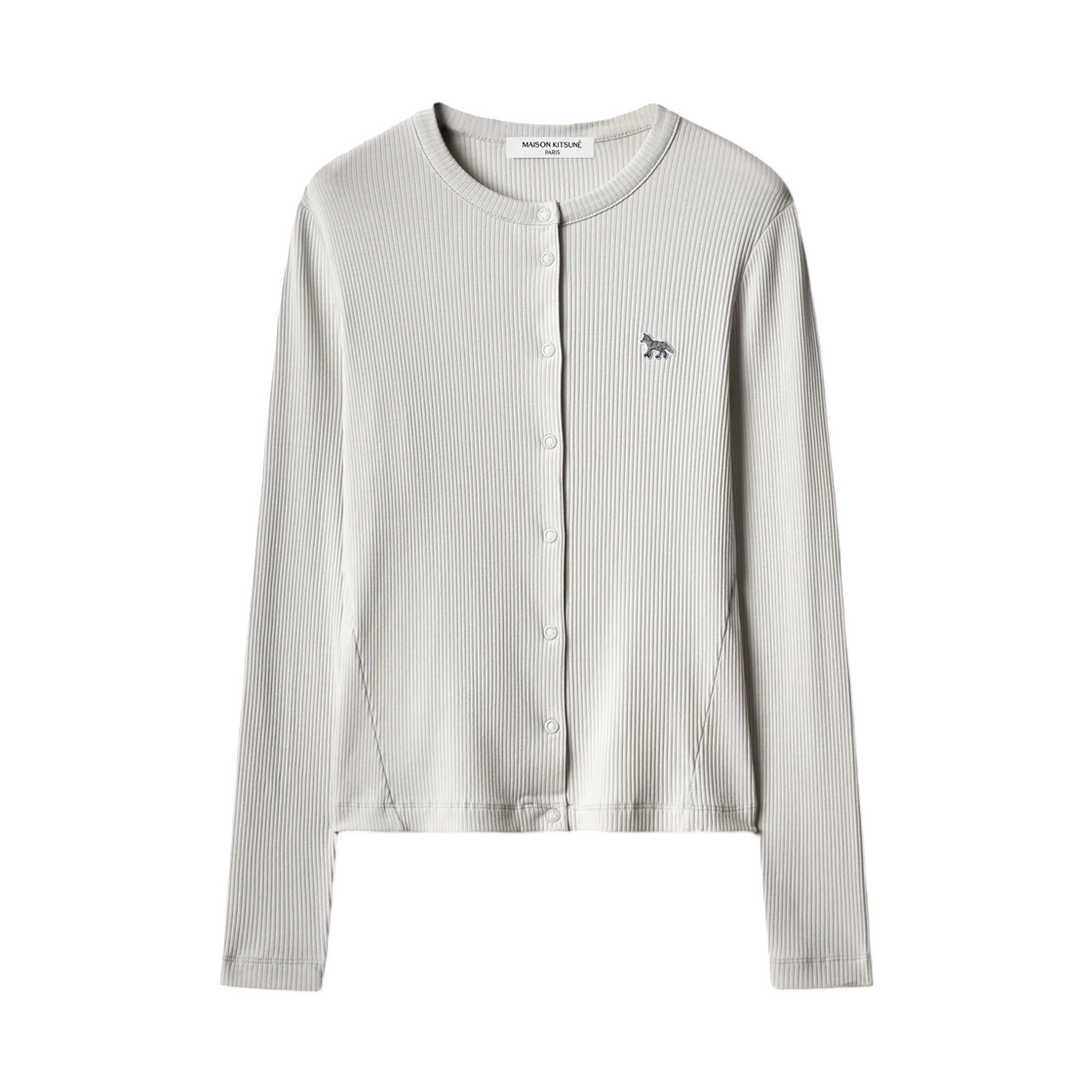 MRWJC00KA0052-0318 (W) Maison Kitsune Baby Fox Ribbed Cardigan Cloud Grey