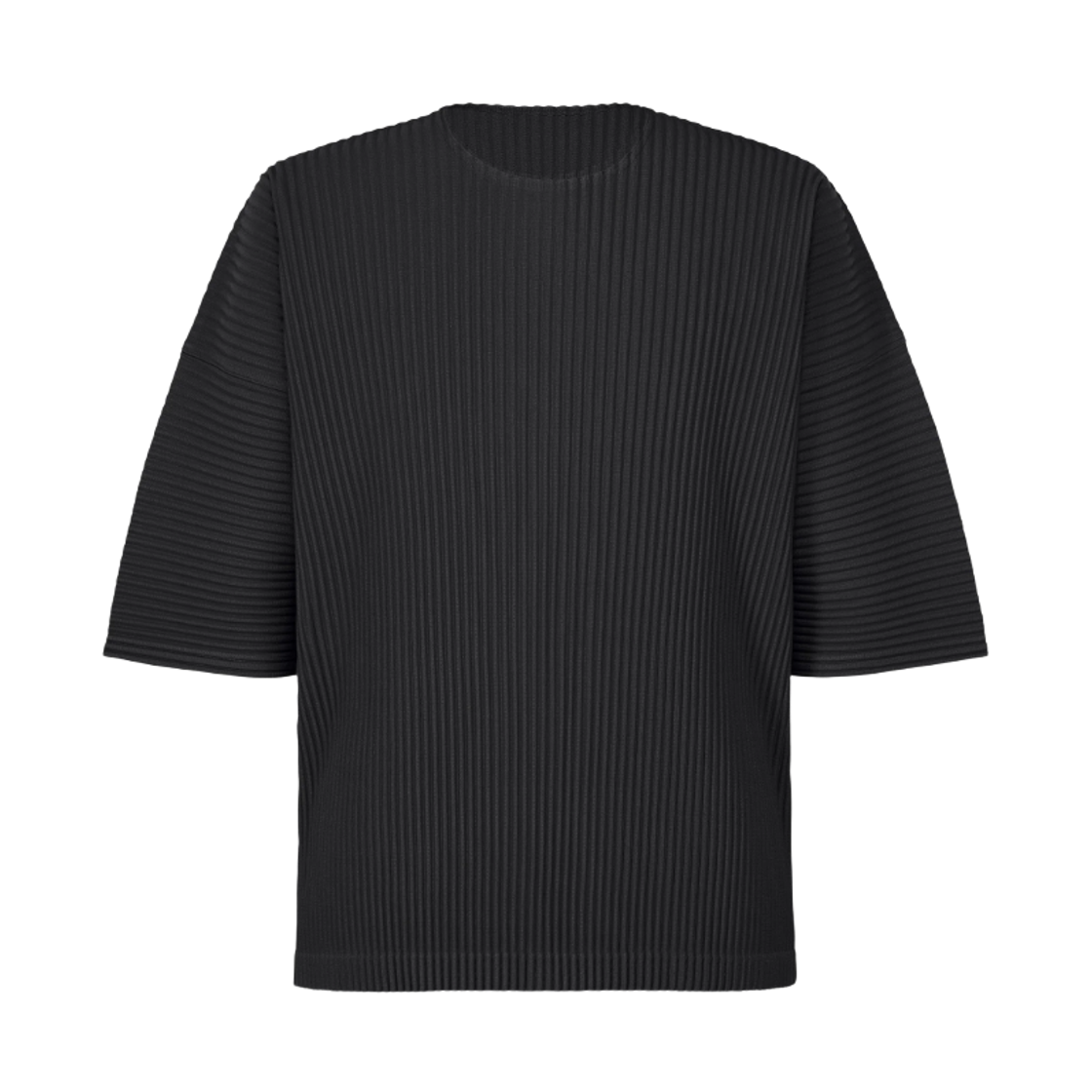 HP66-JK053-15 Homme Plisse Issey Miyake MC May Round Neck Short Sleeved Top Black
