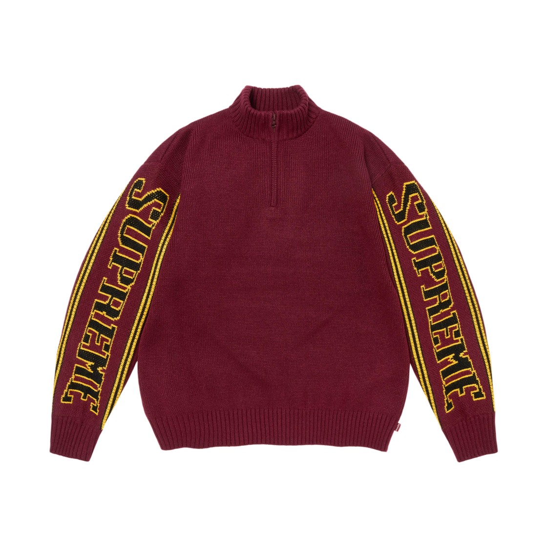 - Supreme Jacquard Sleeve Half Zip Sweater Burgundy - 26FW