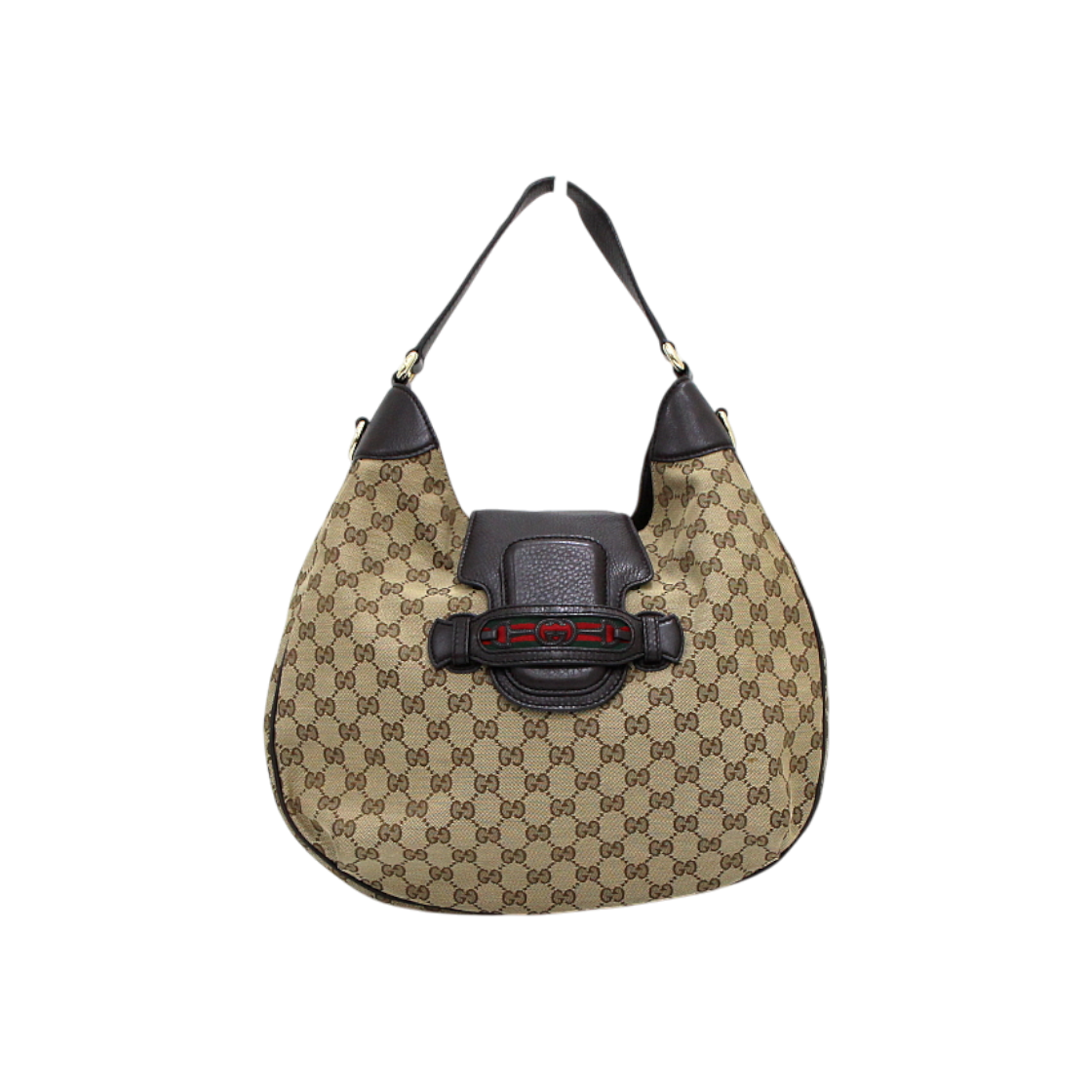 ITHUU424UQ82 Gucci GG Logo Canvas Horsebit Hobo Bag