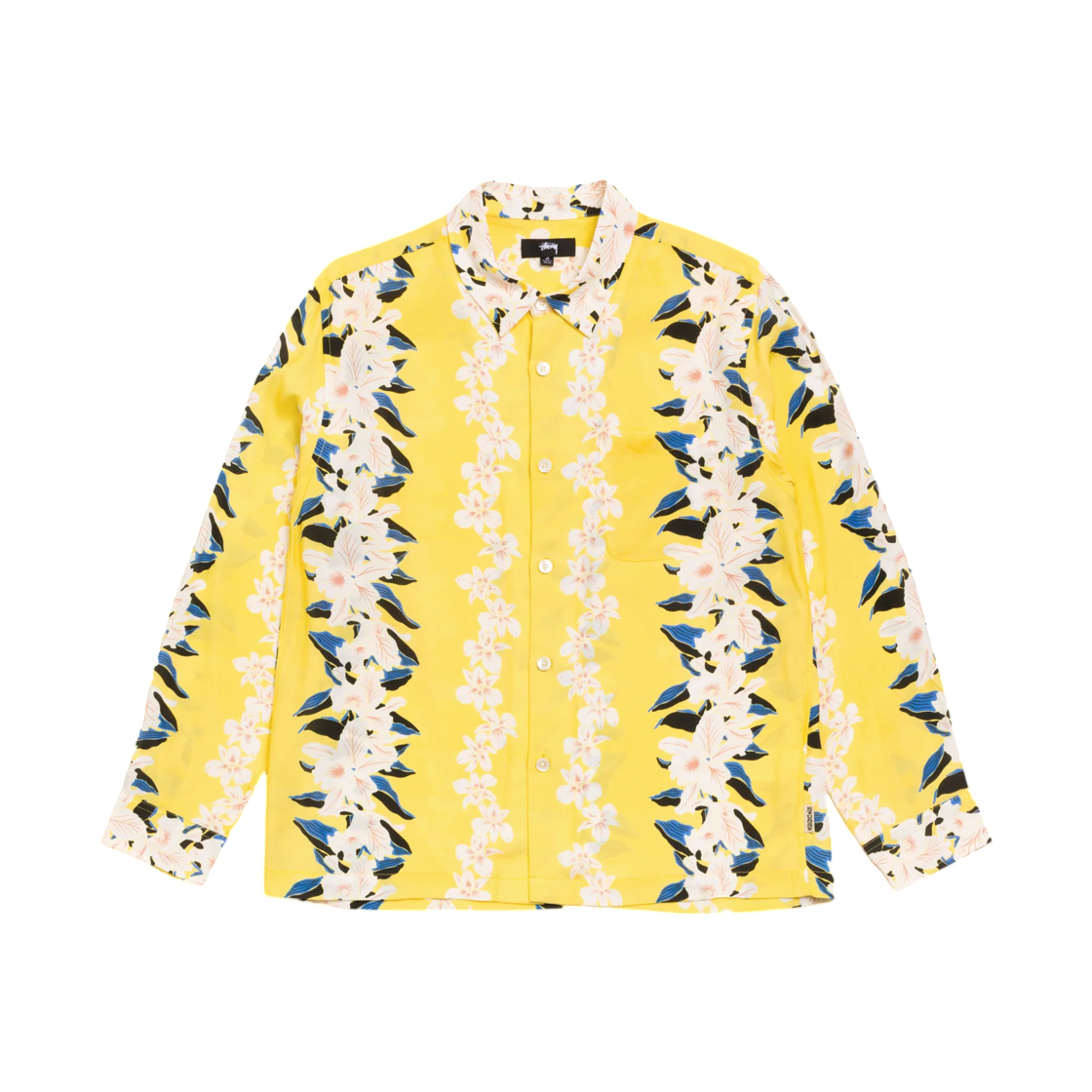 1110419 Stussy Hawaiian Floral Shirt Yellow